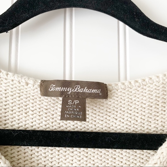 Tommy Bahama Womens Small Tan Blue Striped Cable Knit Sweater - Picture 3 of 5